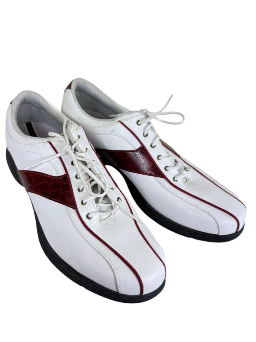 Calloway White Maroon Leather Upper Lace Up Rubber Sole Women's Golf Shoes Sz‎ 9
